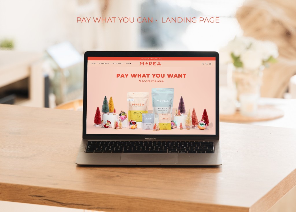 Pay What You Can — mockup desktop Marea Wellness